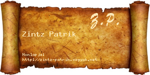 Zintz Patrik névjegykártya
